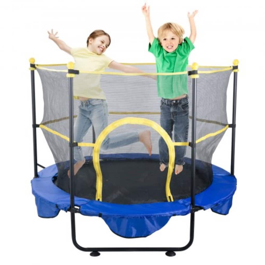 5FT Kids Trampoline with Safety Net and Basketball Hoop for Indoor Outdoor