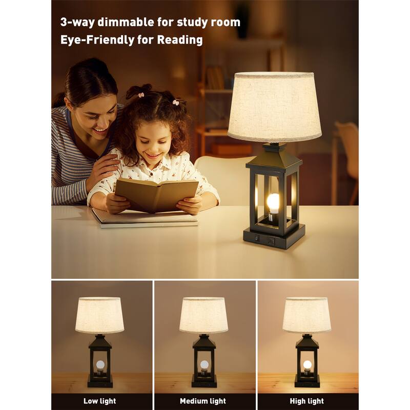 20.5" Black Farmhouse Table Lamp (Bulbs Included, Set of 2)