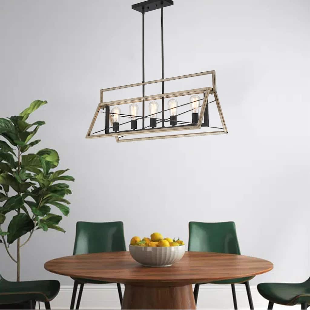 5-Light Industrial Triangle Cage Chandelier