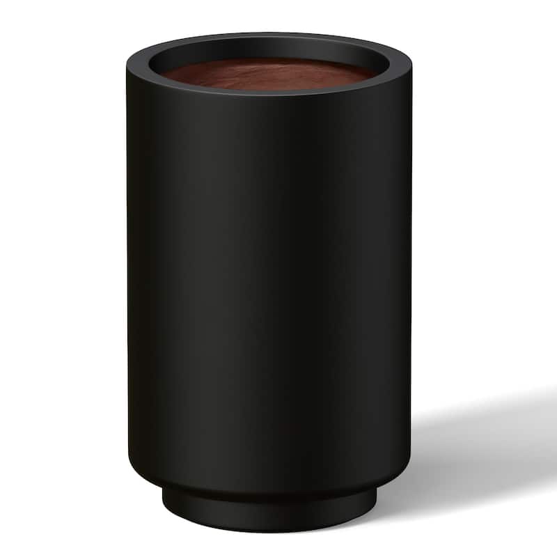 Tall Cylindrical Planter Round Flower Plant Pots - Charcoal Black(Enhanced Interior) - 12.5 x 20 in