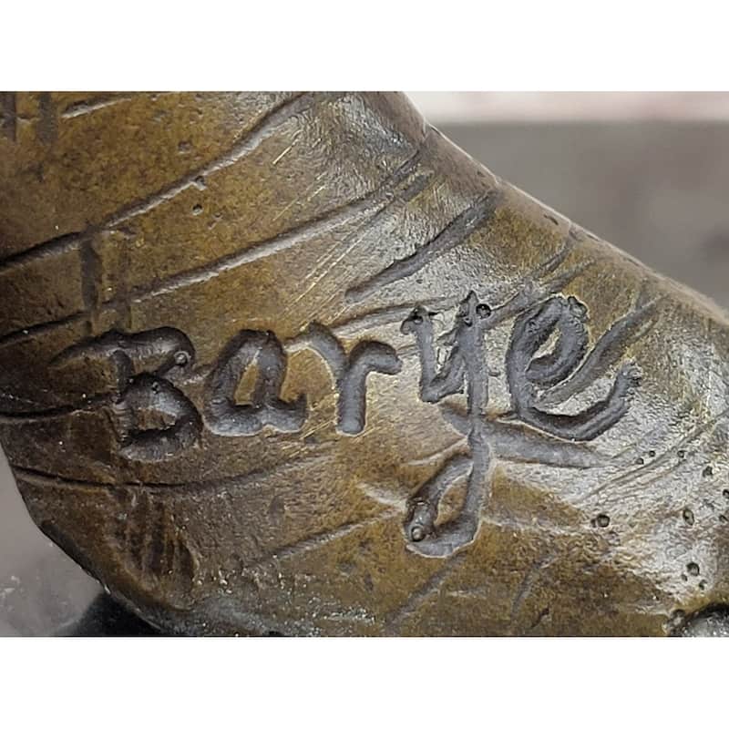 Imitative Elephant Bronze Sculpture Statue On Marble Base - Antoine Barye Reproduction Art