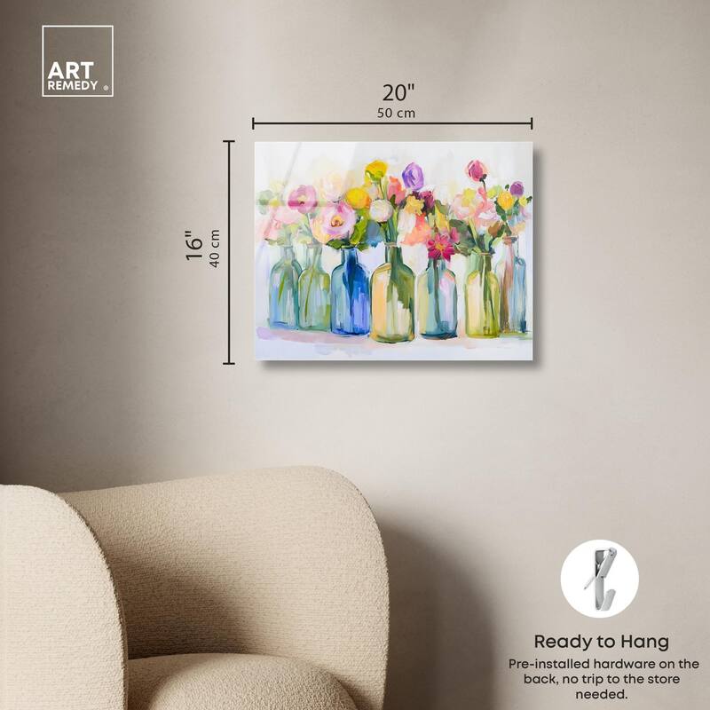 Bottles and Blooms Acrylic by Art Remedy, Ready to Hang