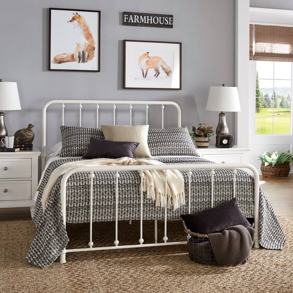 Kae Metal Bed with Beaded Headboard by iNSPIRE Q Classic