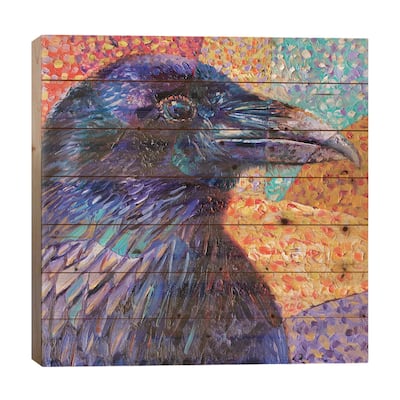 Kristin's Raven Print On Wood by Iris Scott - Multi-Color