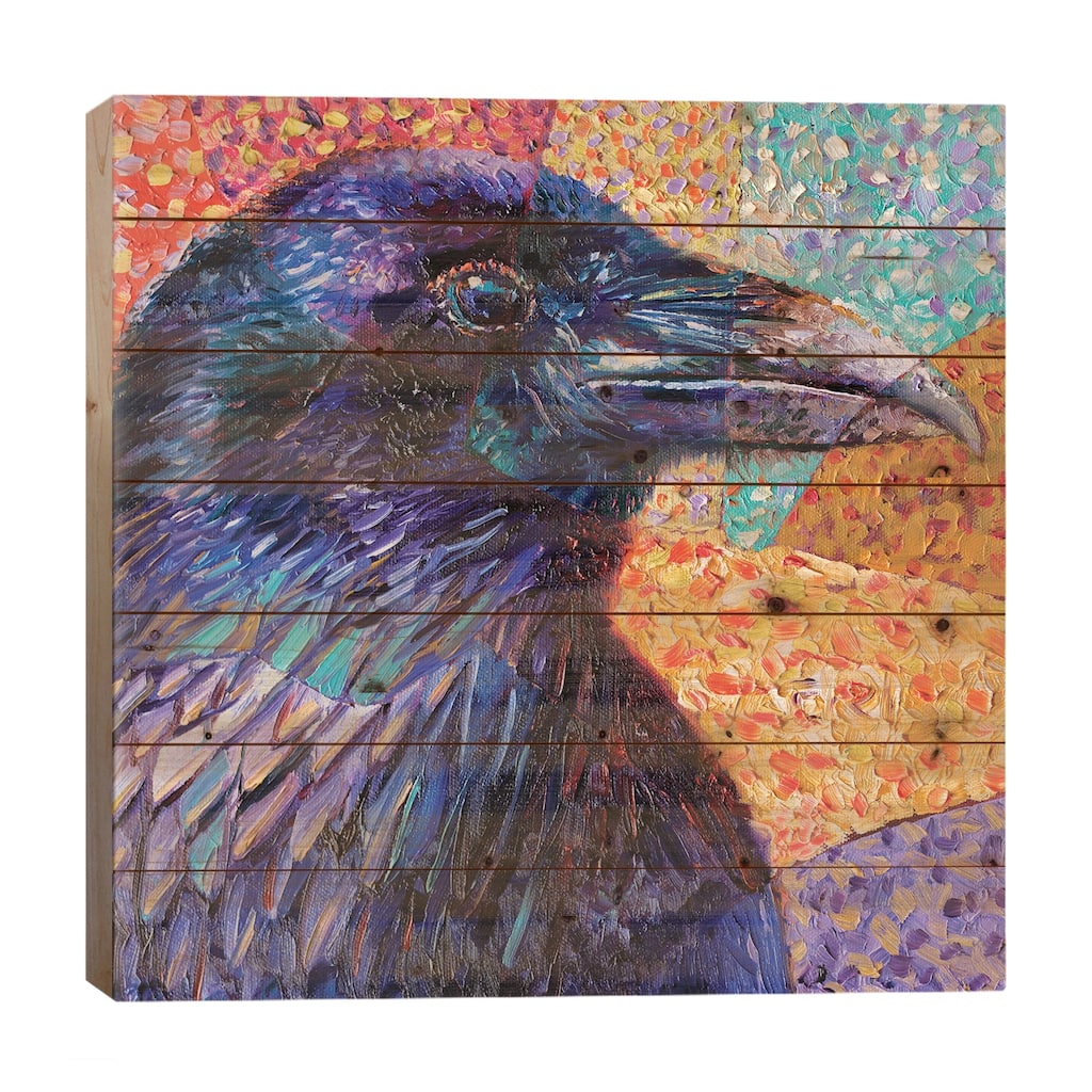 Kristin's Raven Print On Wood by Iris Scott - Multi-Color