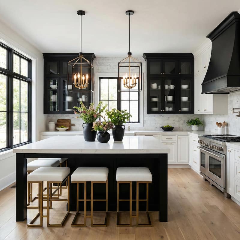 12" Black Gold 4-Light Metal Foyer Pendant Chandelier Light