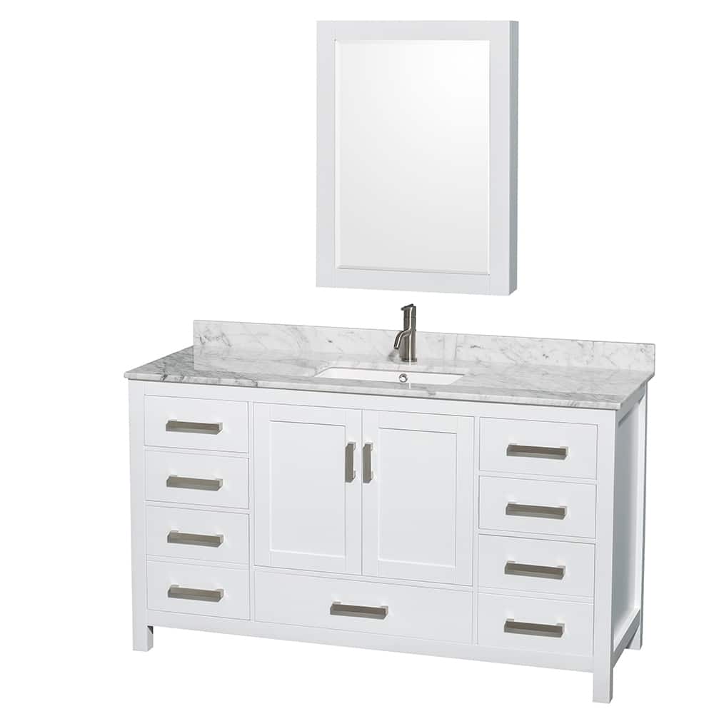 Wyndham Collection Sheffield Single Vanity Set, Medicine Cabinet