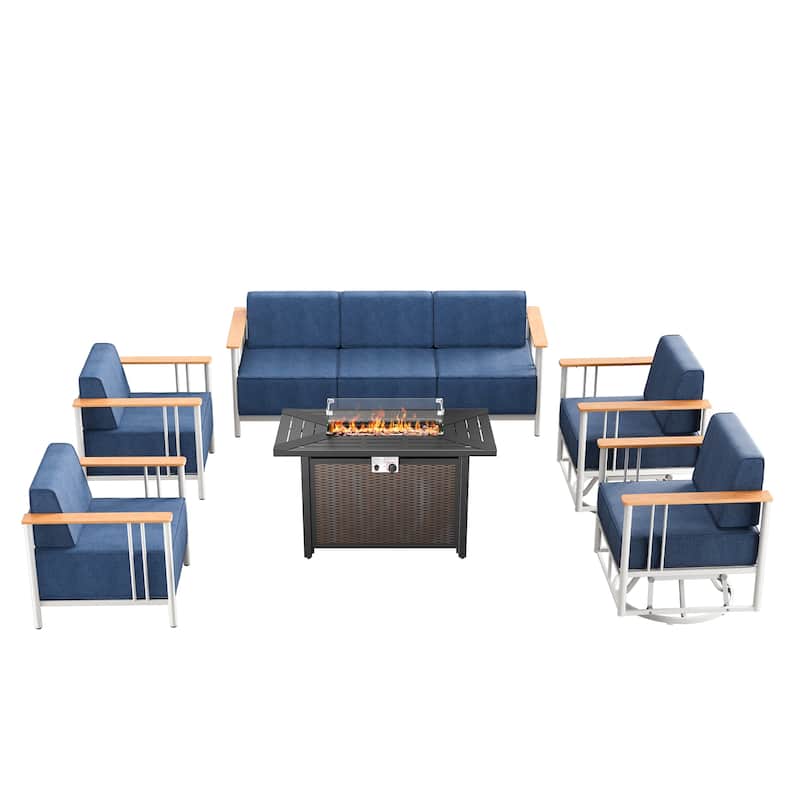 Pocassy 6PCS Sofa Chair with Fire Table