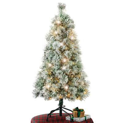 47-Inch LED Lighted Flocked Branches Christmas Tree - 35.200 x 9.630 x 9.250