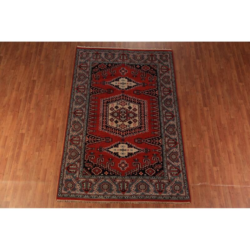 Traditional Indian Viss Area Rug Handmade Wool Carpet - 5'10"x 8'11"
