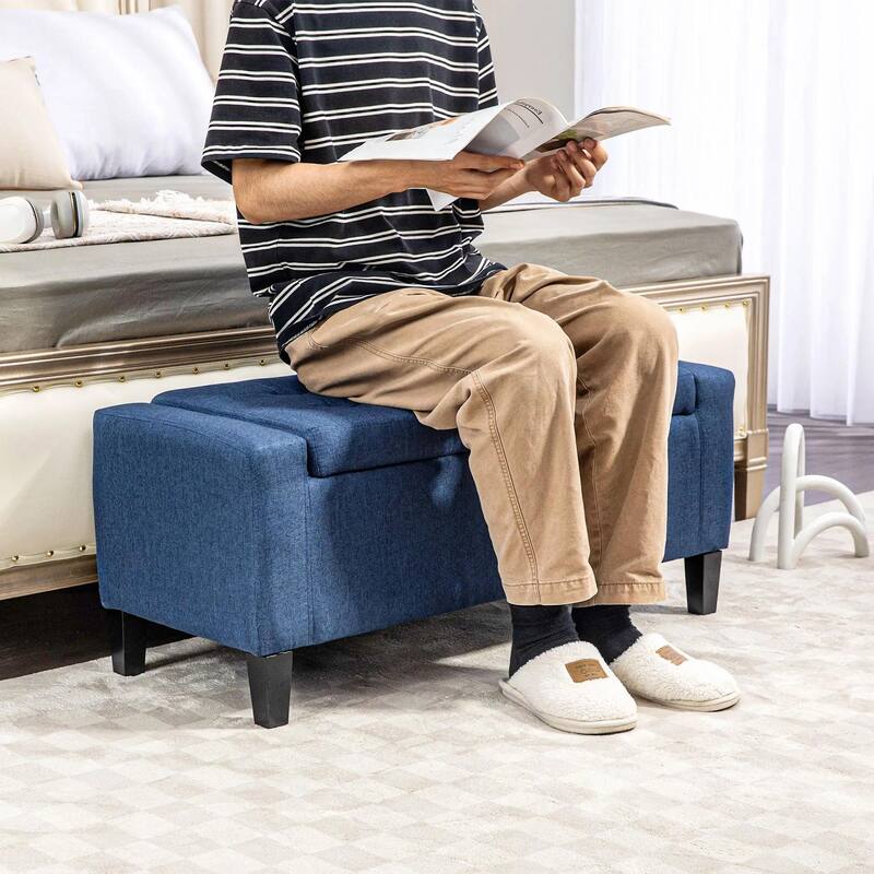 Upholstered Hidden Storage Ottoman Bench with Button Tufted, Lift Top