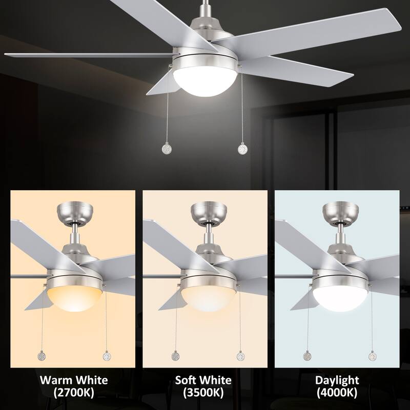 CARRO Norfolk 52" 5-Blade Ceiling Fan with Light and Pull Chain-Downrod