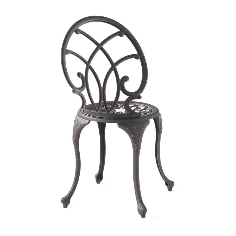 Roomfitters 3-Piece Cast Aluminum Bistro Set Outdoor Patio Furniture with Round Table and 2 Chairs, Black