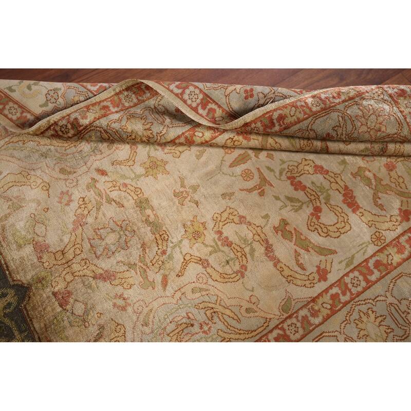 Pre-1900 Antique Hereke Vegetable Dye Turkish Rug Handmade Silk Carpet - 2'3" x 3'11"
