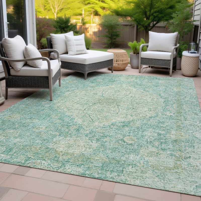 Machine Washable Indoor/Outdoor Traditional Global Chantille Rug