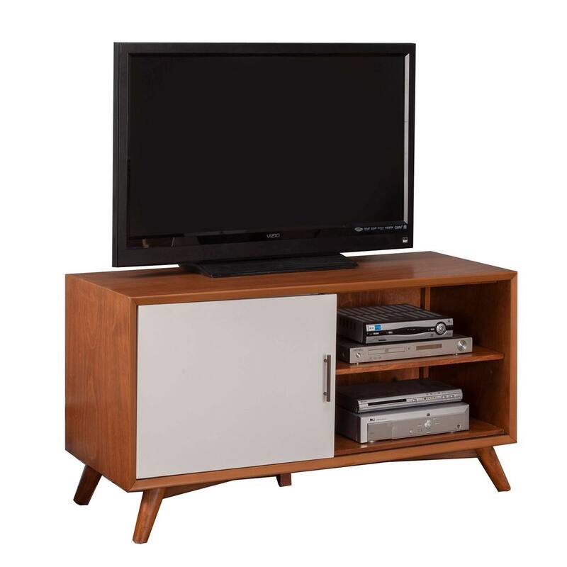 Flynn Small Wood TV Console in Acorn-White