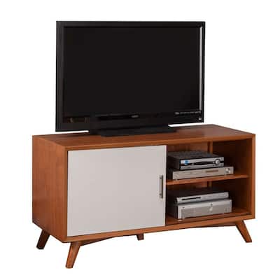 Flynn Small Wood TV Console in Acorn-White