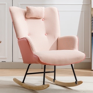 Pink 35.5 inch Rocking Chair with Safe Solid Wood Base - Bed Bath ...