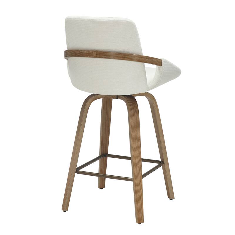 Modern Faux Leather & Bentwood 26" Counter Stool w/Swivel, Set of 2