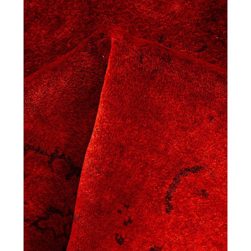 Overdyed One-of-a-Kind Hand-Knotted Area Rug - Red - 5' 1" x 5' 1"