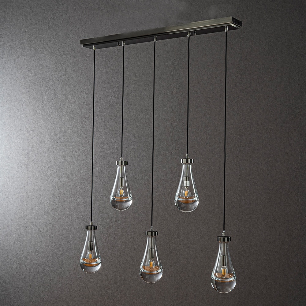 CraftHome Farmhouse Raindrop Glass Antique Brass Chandelier Rustic Teardrop Cluster Pendant Light for Kitchen Island