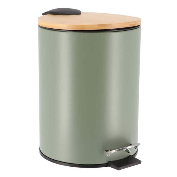 Stylish Trash Can with Bamboo Lid and Pedal, 2.5L Capacity - 9.2" H x 8" L x 8" W - Green