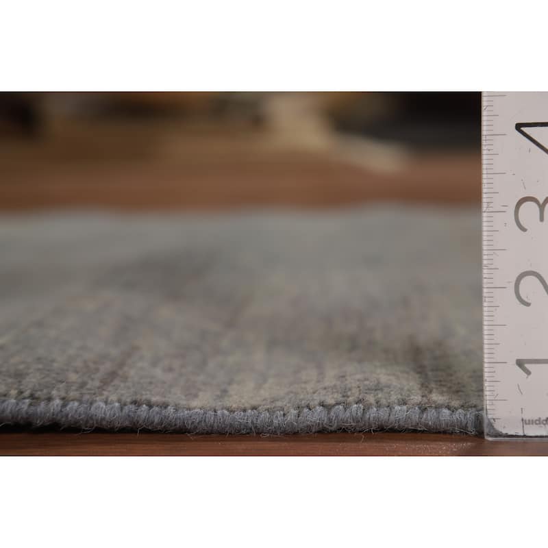 Gray Gabbeh Oriental Rug Hand-Knotted Solid Wool Carpet - 3'4" x 4'11"