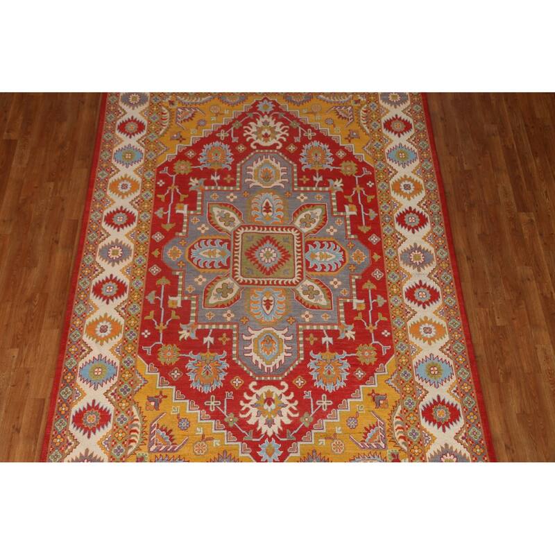 Geometric Traditional Kazak Oriental Area Rug Hand-knotted Wool Carpet - 6'7" x 10'0"