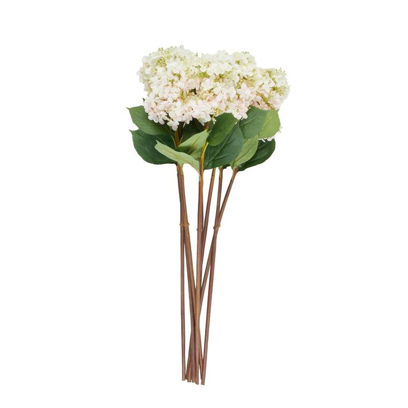 White Faux Foliage Tall Hydrangea Artificial Flower Stem (Set of 8)