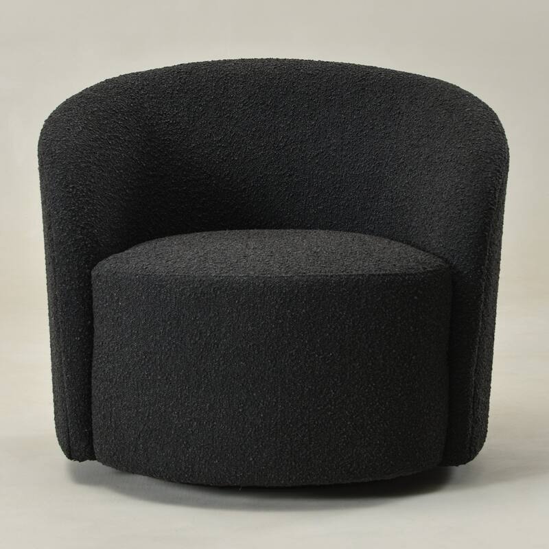 KINWELL 34" W Upholstered Boucle Swivel Barrel Accent Chair