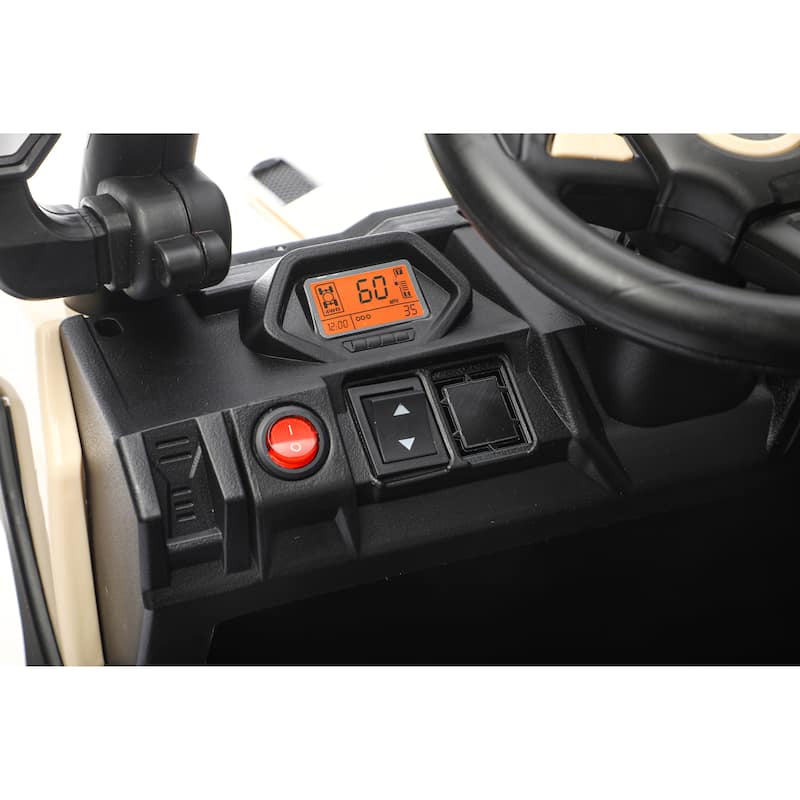 24V Kids Golf Cart, 4WD 2 Seater Ride on Car w/Sun Shade, Storage Trunk & Remote Control, Electric Vehicle w/LED Lights