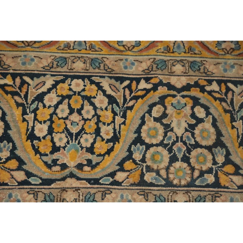 Hand Knotted Oriental 100% Wool Carpet Traditional Floral Oranges & Rust Kerman Area Rug - 13' 7'' X 10' 0''