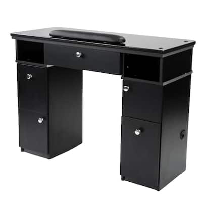 Sonoma II Manicure Table Heavy Duty Nail Station, Black Silver Marble Top - N/A