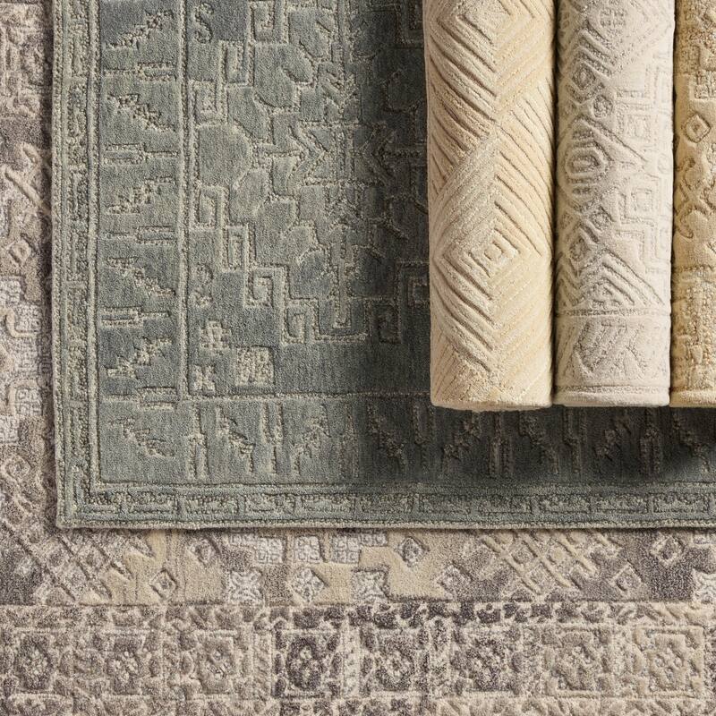 Amar Handmade Geometric Tan/ Gray Area Rug