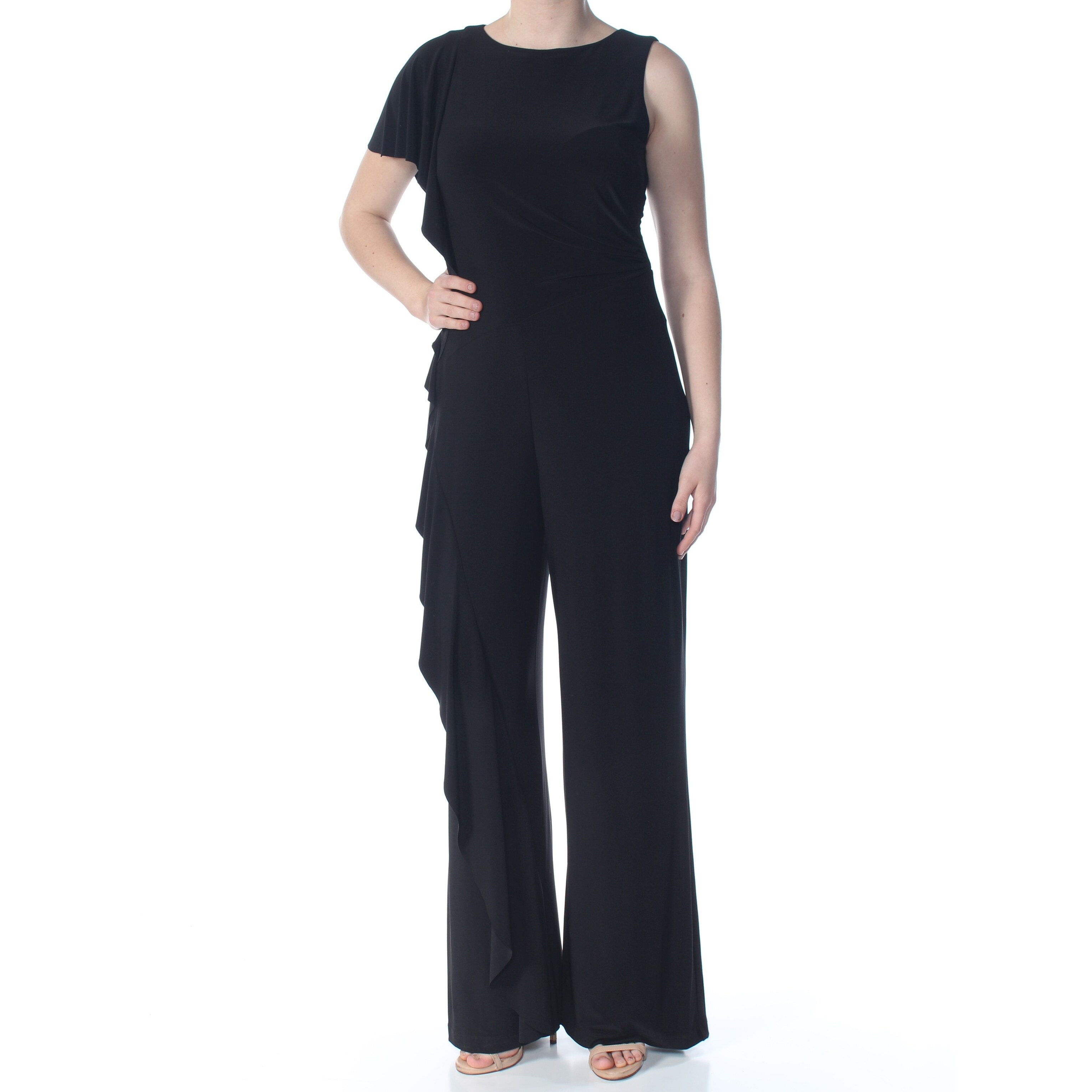 ralph lauren ruffle one shoulder jumpsuit