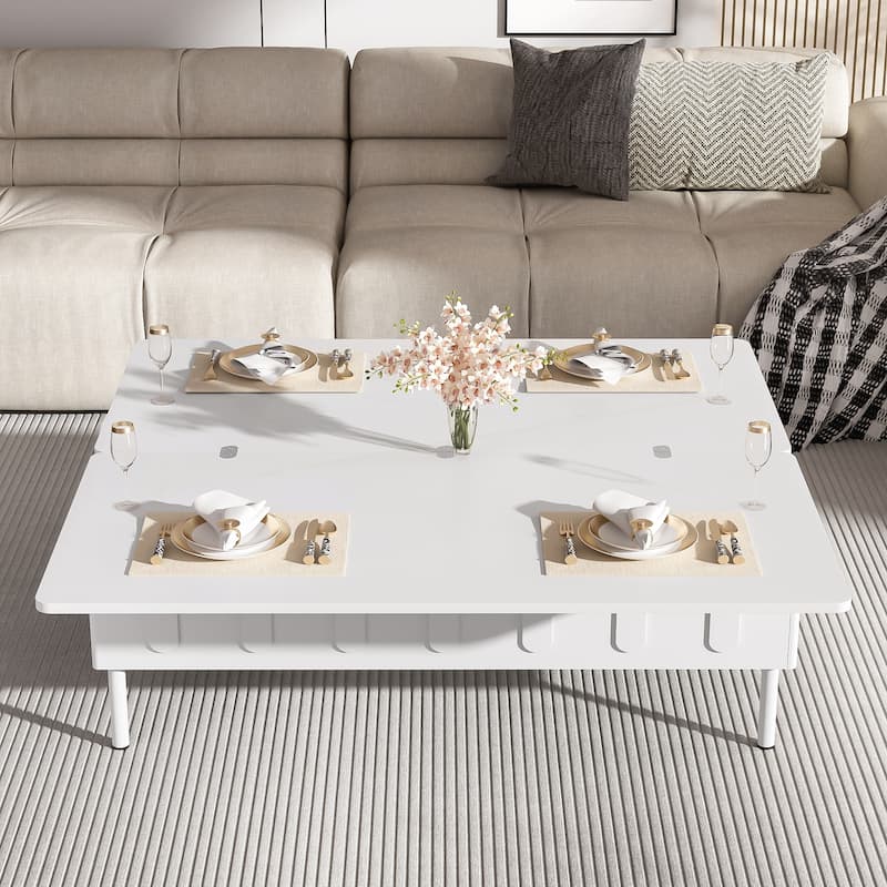 Modern Space Saving Center Table with Foldable Top