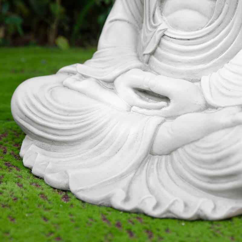 Glitzhome Zen-Style MgO Meditating Garden Buddha Statues Monk Sculpture Indoor Outdoor