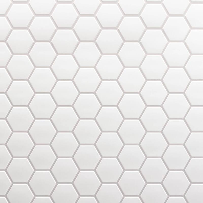 3" Beehive 10.25 in. x 11.75 in. Hexagon Glass Mesh-Mounted Mosaic Tile - Soft Ivory Matte - 10.25 in. x 11.75 in.