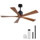 preview thumbnail 60 of 121, Sofucor 42“/48"/ 52"/60"Noiseless Walnut Wood Ceiling Fan with Remote Control, Integrated Light Optional 52"Black with Walnut Five Blades/Without light
