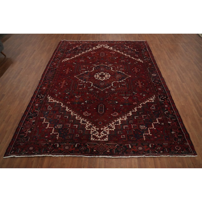 Hand Knotted Oriental 100% Wool Carpet Traditional Medallion Red Heriz Area Rug - 12' 10'' X 9' 11''