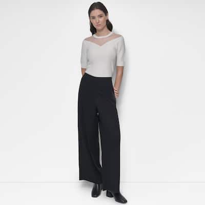 DKNY Pull On Wide Leg Twill Trousers