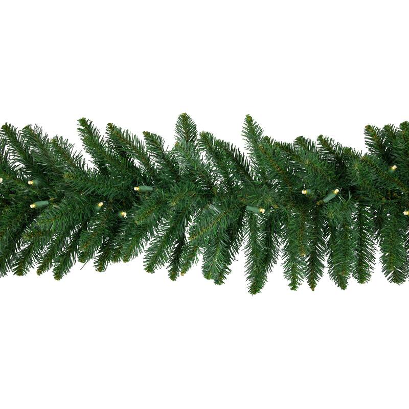 50'x8" Buffalo Fir Christmas Commercial Garl& - Warm White LED Lights
