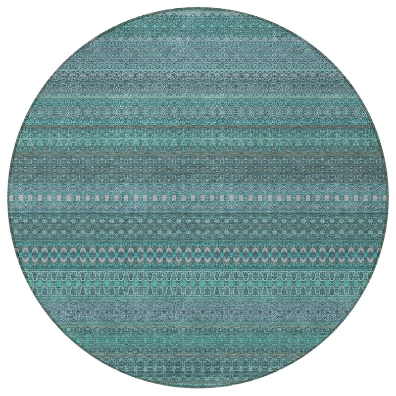Almove Stripe Weather Resistant Blended Style Outdoor Rug