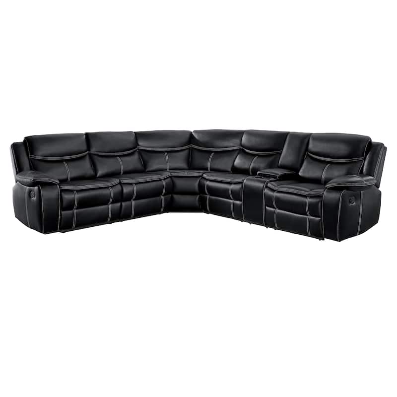 Ember Reclining Sectional Sofa with Console - Black