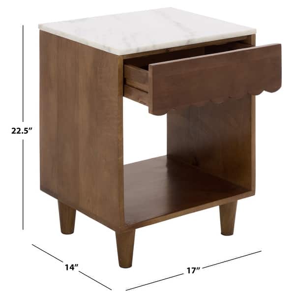 SAFAVIEH Lyubov Nightstand with Drawer, Shelf & Marble Top