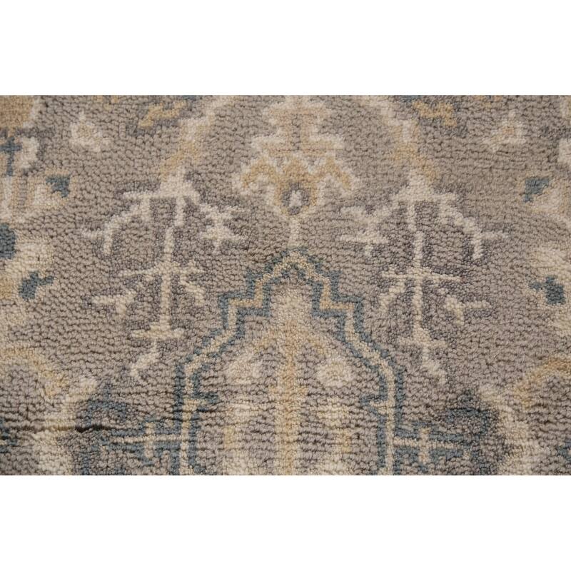 Earth Tone Oushak Indian Runner Rug Hand-Knotted Wool Carpet - 2'7" x 10'0"