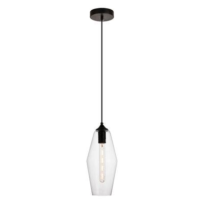 Placido Collection Pendant D5.9 H14.2 Lt:1 Black and Clear Finish