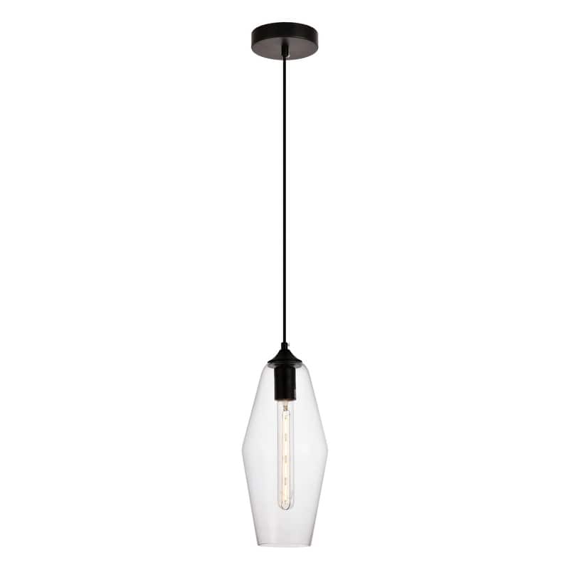 Placido Collection Pendant D5.9 H14.2 Lt:1 Black and Clear Finish