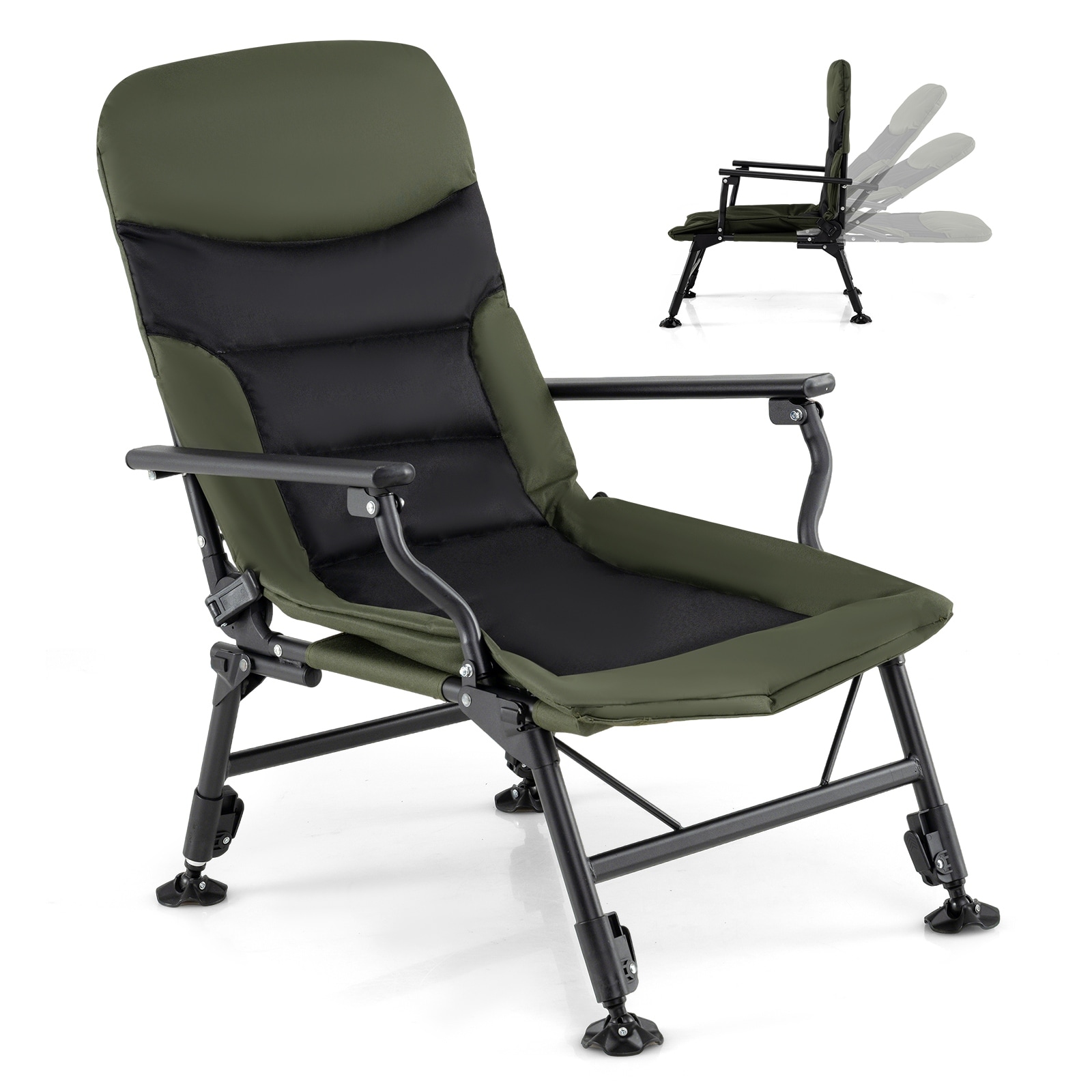 Gymax Oversized Foldable Fishing Chair Camping Chair w/ Large
