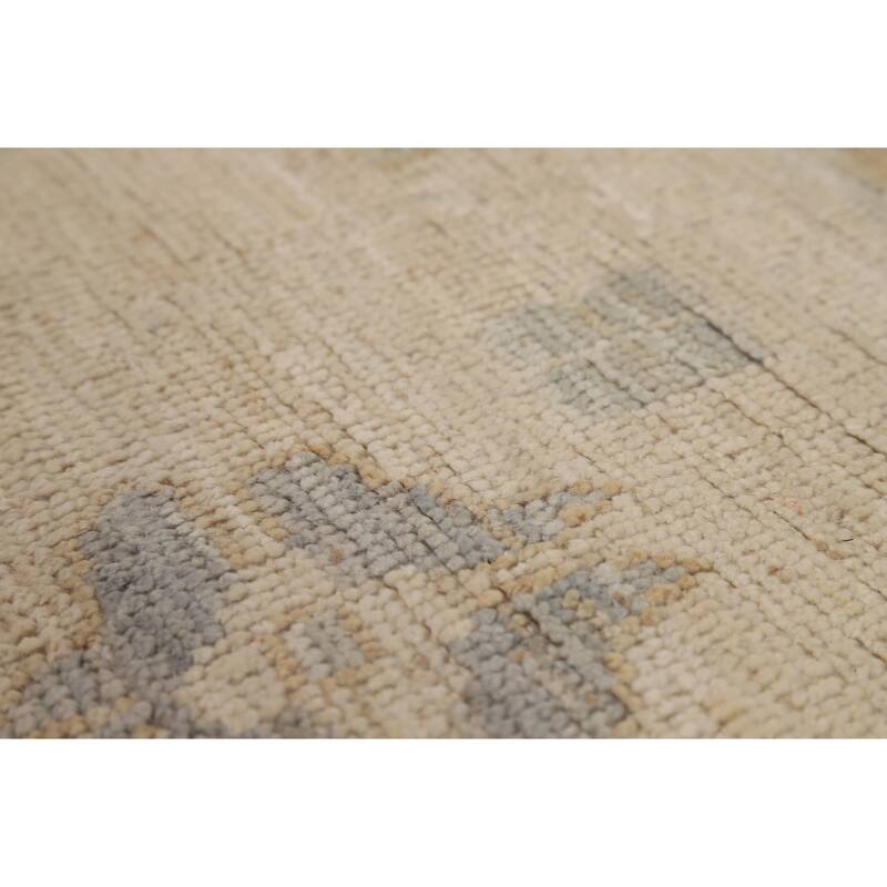 Vegetable Dye Blue Oushak Turkish Large Rug Hand-Knotted Wool Carpet - 10'2"x 13'8"